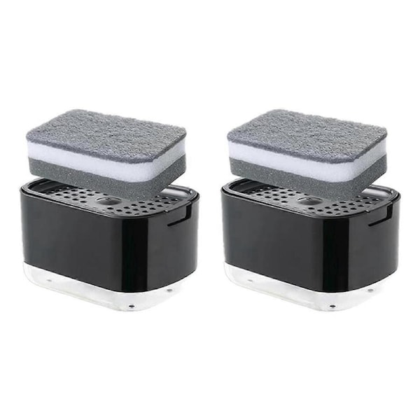2PCS Dish Soap Dispensers with Sponge Holder Dish Soap Dispenser Push Soap Dispenser Kitchen Counte