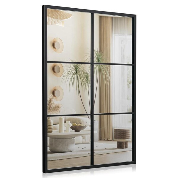 Costway Decorative Mirror Windowpane Metal Frame Modern