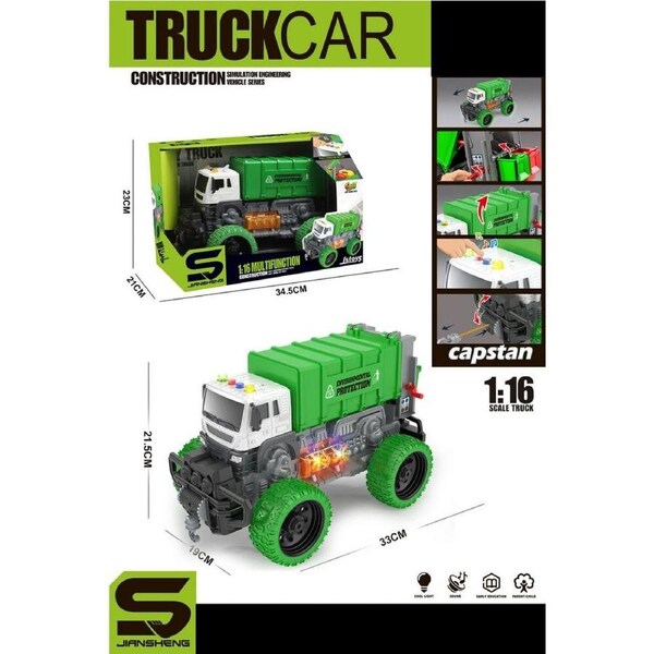Garbage Truck Monster Wheels 1:16 with Lights & Sounds 30cm