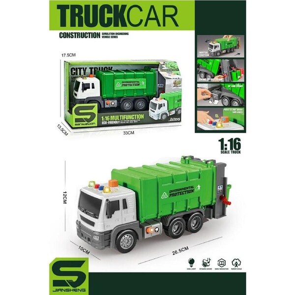 Garbage Truck 1:16 Multifunctional 26cm with Lights & Sounds