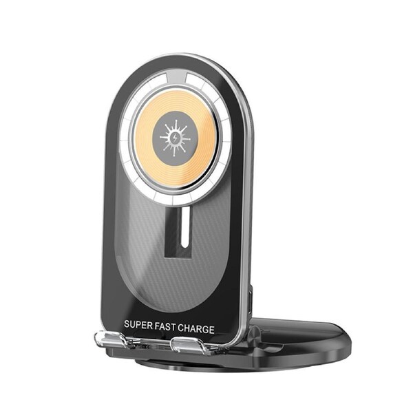 Nevenka Fast Wireless Charger Stand 15W Magnetic Charging Pad Qi Certified with Type-C Cable-Black