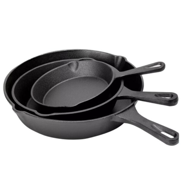 3pcs Pre Seasoned Cast Iron Fry Pan Set Skillet Frying Pan Set Kitchen Tools