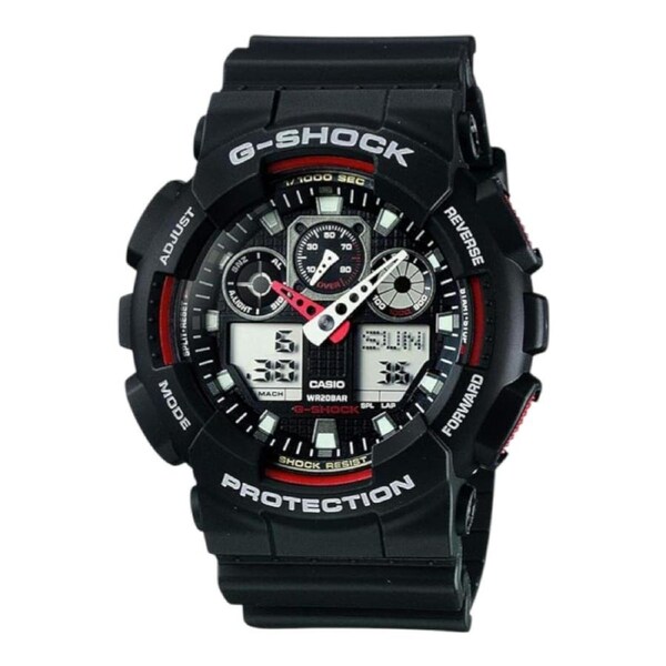 Casio G-Shock GA-100-1A4 XL Black Red Watch Men’s Analog Digital 200M WR