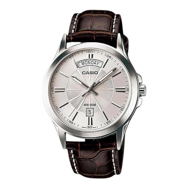 Casio MTP-1381L-7A Men’s Watch White Dial Black Leather Strap Quartz Analog