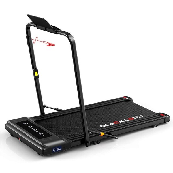BLACK LORD Treadmill 40cm Belt 2 IN 1 Electric Walking Pad Hydraulic Foldable Black w/ Smart Watch