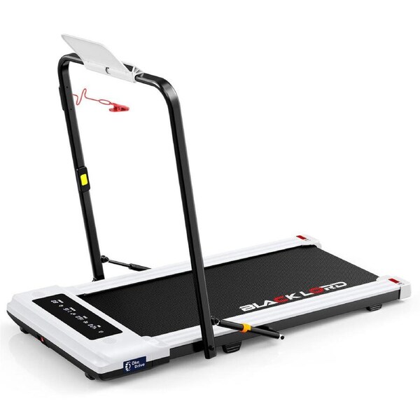 BLACK LORD Treadmill 40cm Belt 2 IN 1 Electric Walking Pad Hydraulic Foldable White w/ Smart Watch