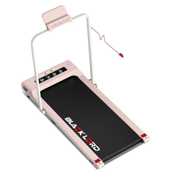 BLACK LORD Treadmill 40cm Belt Electric Walking Pad Folding Under Desk Home Gym Pink w/ Smart Watch