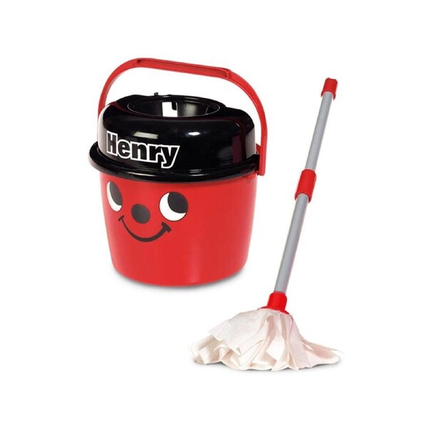 Casdon Henry Mop & Bucket Set Role-play Cleaning Toy Kids Children 3y+ Red