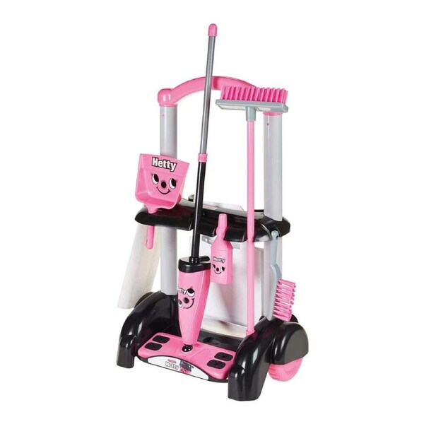 Casdon Hetty Cleaning Trolley Role-play Vacuum Toy Playset Kids 3y+ Pink