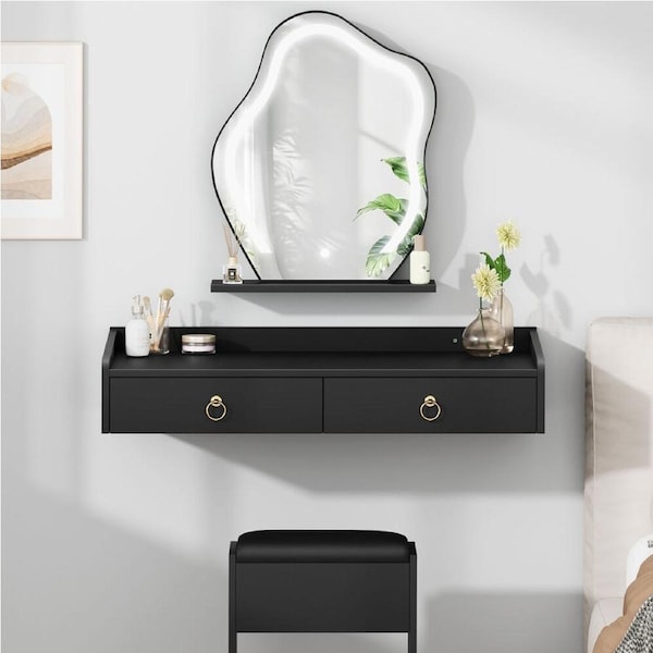 Alfordson 2 Piece Floating Led Dressing Table & Stool Set
