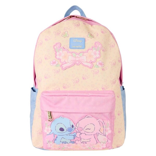 Loungefly Disney Lilo and Stitch Stitch and Angel All Over Print Nylon Full-Size Backpack