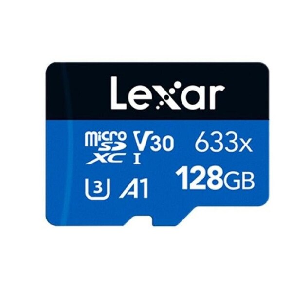 Lexar High-Performance 633x 128GB microSDHC™/ microSDXC™ UHS-I Card BLUE Series +adaptor 128GB – C10, A1, UHS-I (U3), V30, up to 100MB/s read, 45MB/s