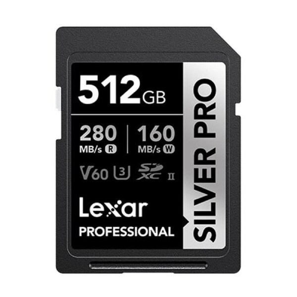 Lexar Professional SILVER PRO 512GB SDXC UHS-II Card 512GB C10, UHS-II(U3), V60, Silver Pro, up to 280MB/s read, 160MB/s write