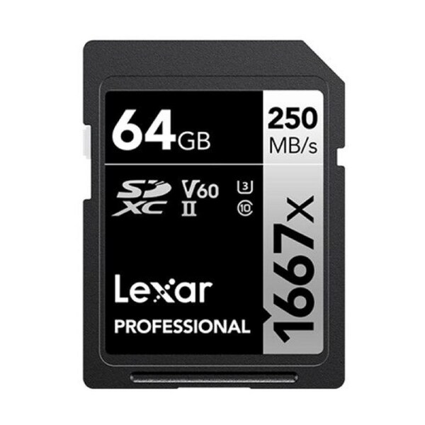 Lexar Professional 1667x 64GB SDXC™ UHS-II Card SILVER Series speed up to 250MB/s 1 including 1080p Full-HD, 3D, and 4K video