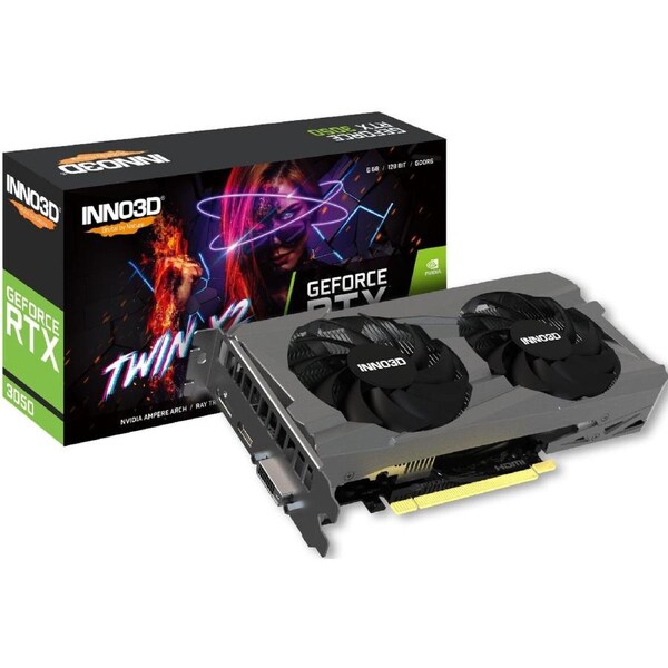 INNO3D nVidia GeForce RTX 3050 6GB TWOM X2 V2 GDDR6, 1470MHz Boost Clock, RAM 14Gbps, 1xDP, 1xHDMI, 1x DVI