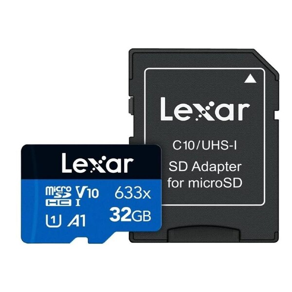 Lexar High-Performance 633x 32GB microSDHC™/ microSDXC™ UHS-I Card BLUE Series without adaptor including 1080p Full-HD, 3D, and 4K UHD video1. These C