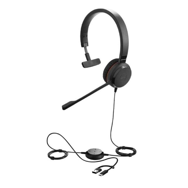 Jabra Evolve 30 II, USB C/A Mono MS Headset, Great calls and music, Plug-and-play connectivity, Manage calls easily, Flexible connectivity via 3.5 mm