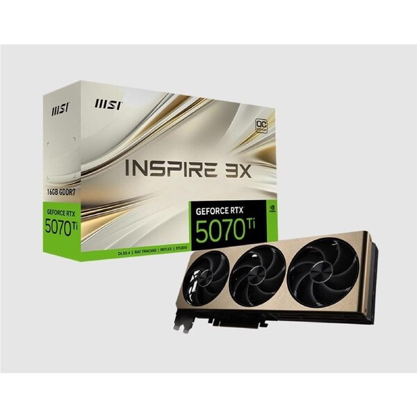 MSI nVidia GeForce RTX™ 5070 Ti 16G INSPIRE 3X OC, Boost: 2482 MHz, CUDA 8960 Units, 16GB GDDR7, HDMI™ x 1