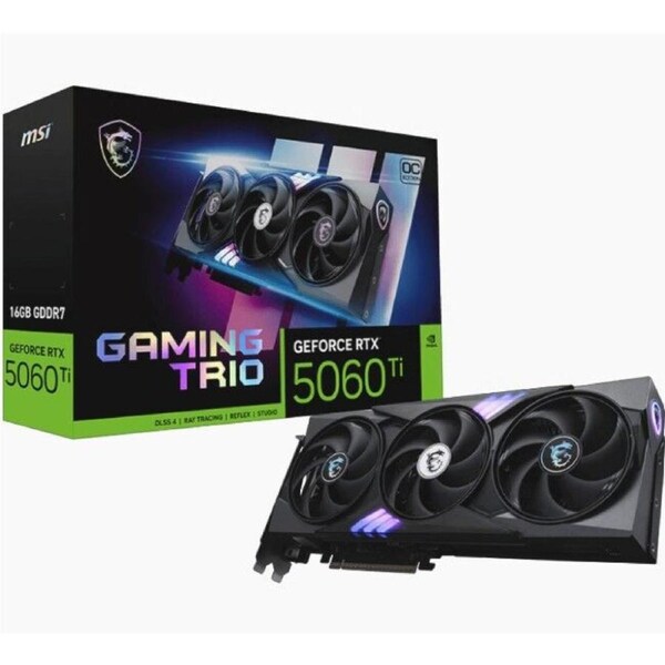 MSI nVidia GeForce RTX™ 5060 Ti 16G GAMING TRIO OC, Boost: 2572 MHz, CUDA 8960 Units, 16GB GDDR7, HDMI™ x 1 (embargo)