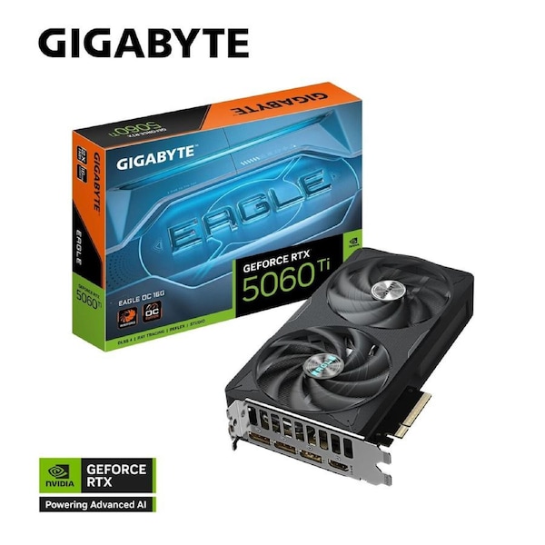 Gigabyte GV-N506TEAGLE OC-16GD, GeForce RTX 5060 Ti, 2617 MHz, 16 GB, GDDR7, 128 bit, PCI-E 5.0, ATX, 650W, DirectX 12 API, HDMI 2.1b *1