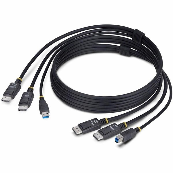 StarTech.com 6ft (1.8m) Dual-DisplayPort and USB 5Gbps KVM Cable, Up to 4K 60Hz, DP and USB Combo Cable for KVM Switch - KVM cable connects a to a by