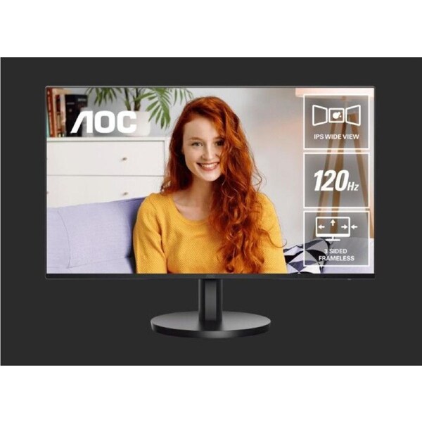 AOC 27' IPS, 1920 × 1080FHD, 120HZ, 1ms, HDMI x1 1.4, USB-C (DP Alt Mode/65W) x1, USB-A 3.2 Gen 1 x2, Speakers x2, Anti-Blue Light Monitor