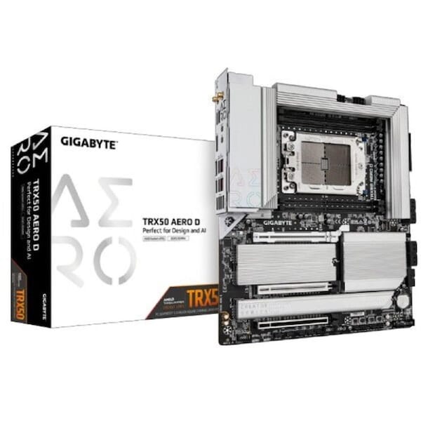Gigabyte TRX50 AERO D AMD Ryzen Motherboard 4x DDR5~256GB,2x PCIe x16 slots, 4x M.2, 8x SATA 6Gb/s connectors, 11x USB 3.2, 4x USB2.0, 2x