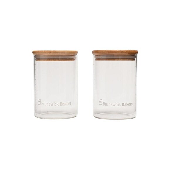 2pc Brunswick Bakers Starter Jar w/ Bamboo Lid & Silicone Seal Bakeware 500ml