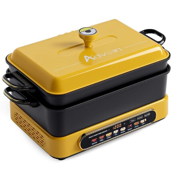 YOPOWER 8-in-1 Electric Cooker, 2000W Multifunctional Electric Food Processor Hot Pot Grill Cooker