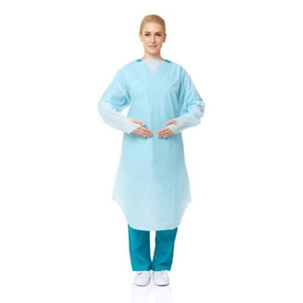 Medical Gown 15 Pack - Disposable Blue PPE Gowns with Open Back & Thumb Loops - Fluid Resistant