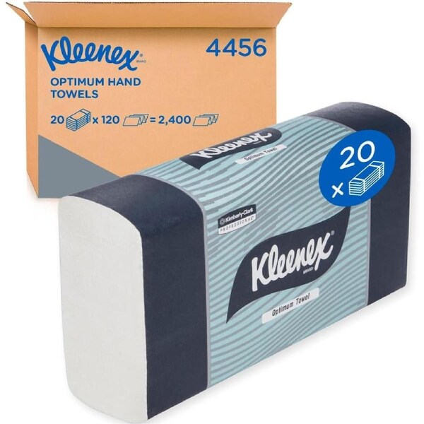 Kleenex Optimum Hand Towels - Bulk 20 Packs of 120 Sheets Ideal for Washrooms & Kitchens