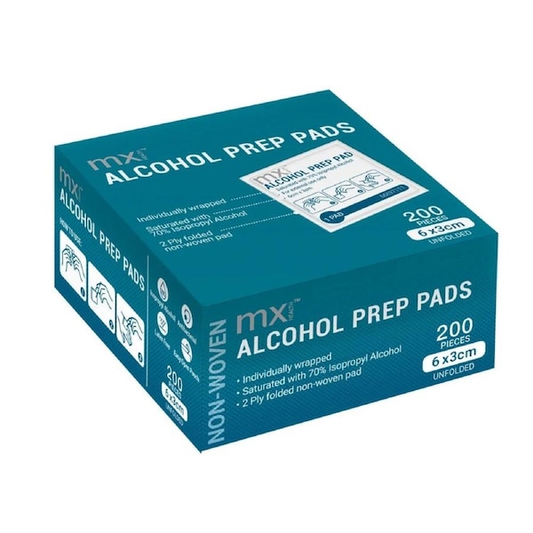 Alcohol Prep Pads 200 Pack - 70% Isopropyl Antiseptic Swabs for Injections & Skin Cleansing