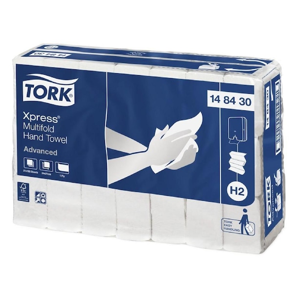 Tork Xpress Multifold Paper Hand Towels / Slimline Advanced H2 - 21 Packs of 180 Sheets