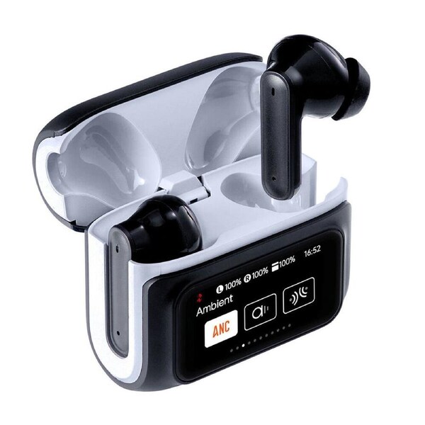 Laser TWS Earbuds ANC w/ Touch Display Black Active Noise Cancellation