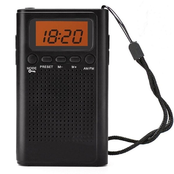 Laser 3.5mm Plug AM/FM Travel Pocket Compact Radio w/ LCD & Speaker Lightweight