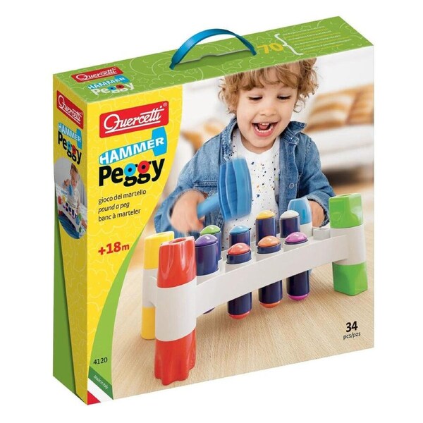 Quercetti Hammer Peggy Early Learning Pound A Peg Activity Toy Toodler 18m+