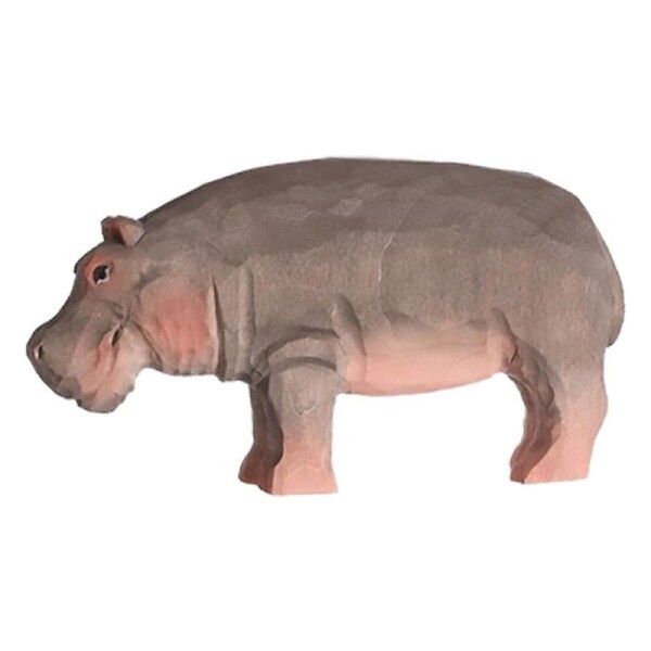 Wudimals Hippo Handmade Wooden Animal Toy Carved Figurine Kids 3y+