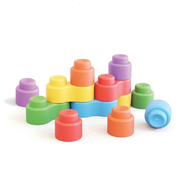 Quercetti 12pc Momy Soft Interlocking Building Blocks Set Stacking Toy 6m+