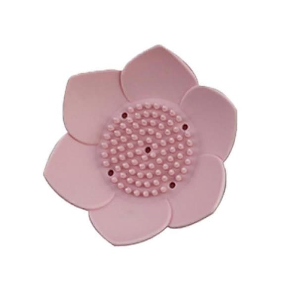 Soap Dish Pink Bathroom Silicone Soap Drain Box/Flexible Lotus Soap Dish Box/Soap Box