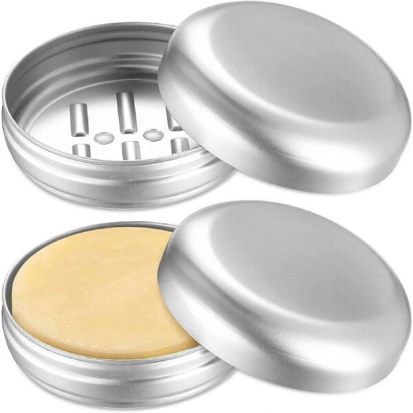 Pcs Travel Soap Box, Aluminum Soap Box, Soap Boxes, Solid Metal Soap Boxes Waterproof with Drain and Lid for Travel Hotels Bathroom (Round)