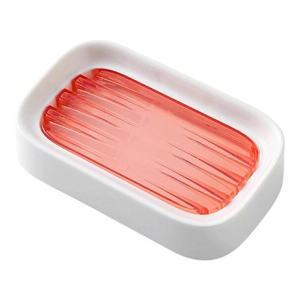 Drainage Soap Box Bathroom Shower Soap Box Double Layer Drainable Soap Dish Plastic Storage Box Pink