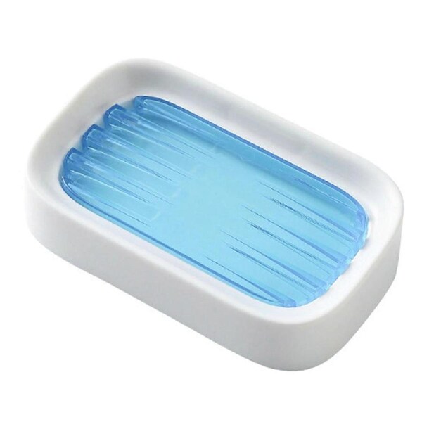 Drainage Soap Box Bathroom Shower Soap Box Double Layer Drainable Soap Dish Plastic Storage Box Blue