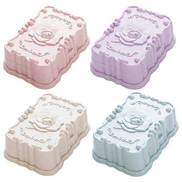 4pcs Soap Dish Box with Lid Bathroom Soap Box Soap Container Portable Shower Soap Box