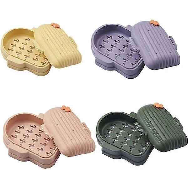 Soap Dish 4 Soap Boxes Creative Soap Box Personality Waterproof Soap Dish Waterproof Soap Box Water Storage Box Punch-free Punching Household Soap Box