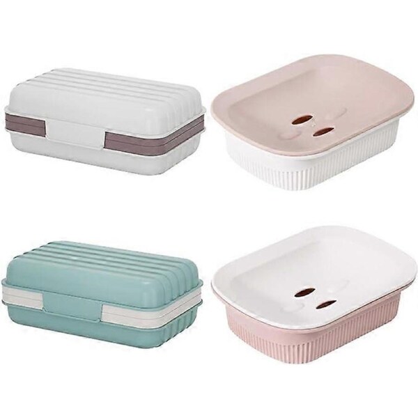 Set of 4 Travel Soap Box, Soap Dish with Lid Portable Soap Box Plastic Soap Case Soap Storage Box Easy to Clean