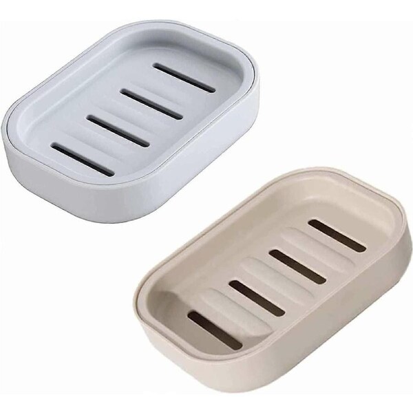 Soap Dishes with Drainage Soap Dishes Holder Travel Soap Box Soap Case Box Waterproof Soap Container Portable Shower Soap Box - 2PCSKhaki+Blue