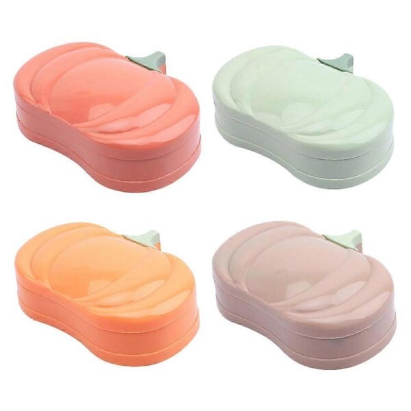 4PCS Bathroom Soap Boxes Pumpkin Double Soap Boxes with Lid Pumpkin Soap Boxes
