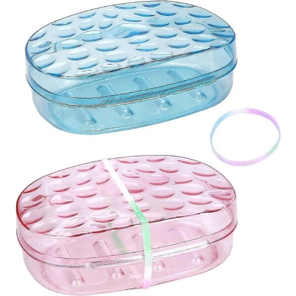 2 Clear Plastic Soap Dish with Lid Extra Large Size Soap Box Portable Soap Box Travel Soap Box for Family Shower Outdoor Camping