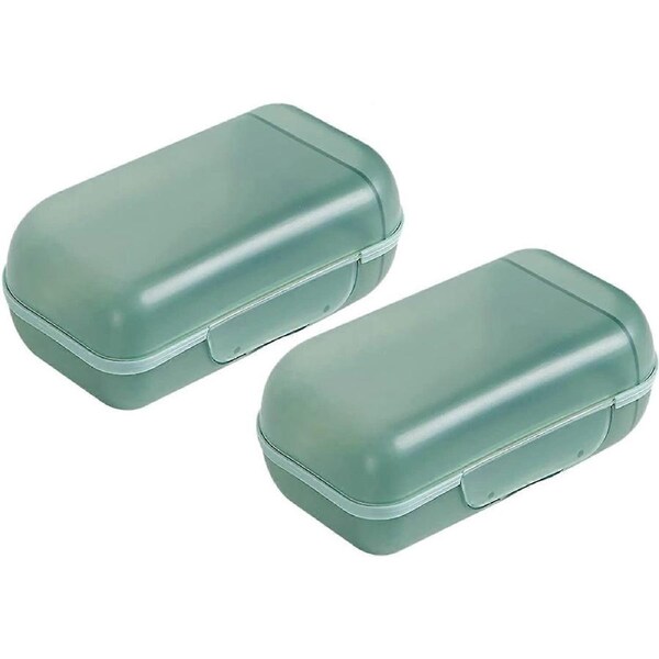 Solid Soap Box, 2 Pieces Travel Soap Box, Soap Box, for Travel, School, Home, Bathroom, Kitchen, Gym, Green