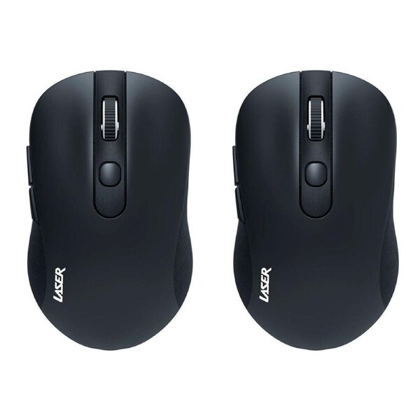 2x Laser Ergonomic Wireless USB Mouse for PC Laptop Desktop Mac Windows Black